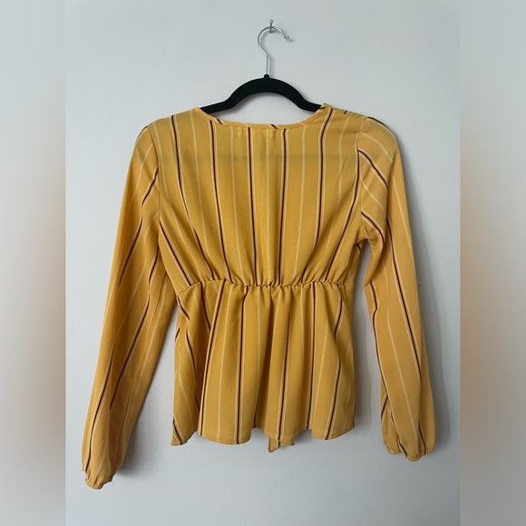 Love Tree Yellow Striped Long Sleeve Blouse Size Small - Picture 3 of 3